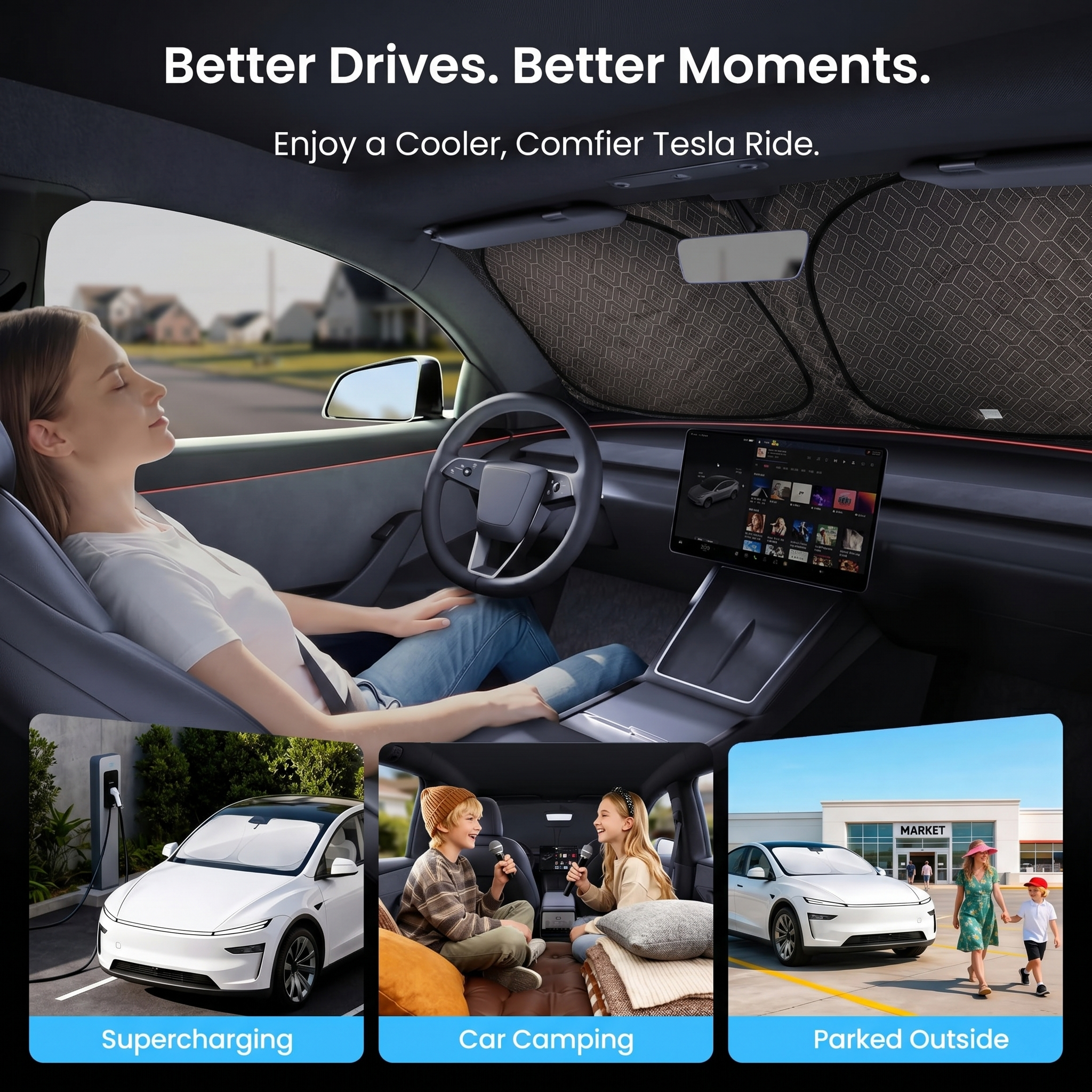 Windshield Sunshade for Tesla Model Y Juniper (2025–2026)