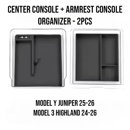 Center Console + Armrest Storage Box for Tesla Model 3 Highland (2024–2026) & Model Y Juniper (2025–2026)